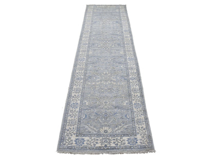 Grey 2'6" x 9'9" Oushak And Peshawar Hand knotted Wool Rug - Sku: O068596
