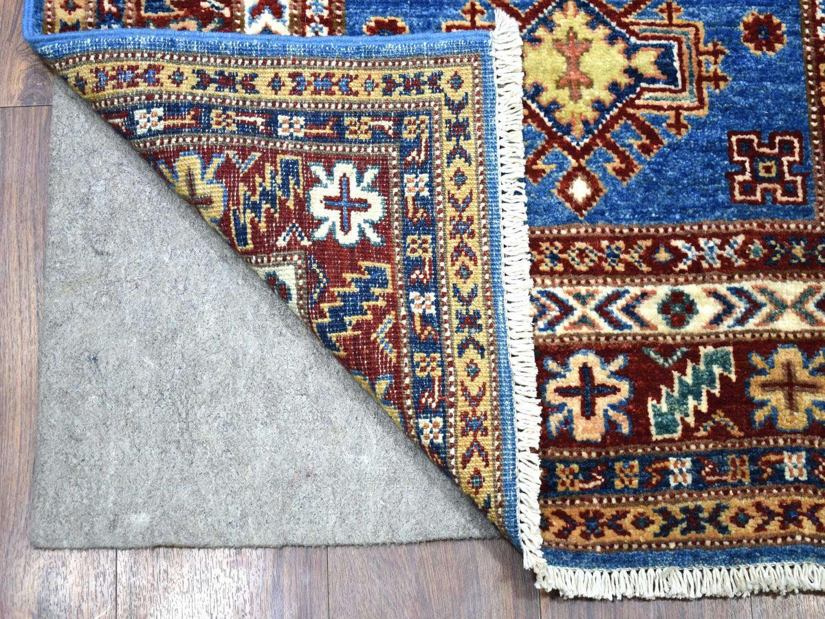 Kazak Kazak hand-knotted wool runner in Blue & Red, 2'10" x 37'2" — SKU O068600 (view 2)