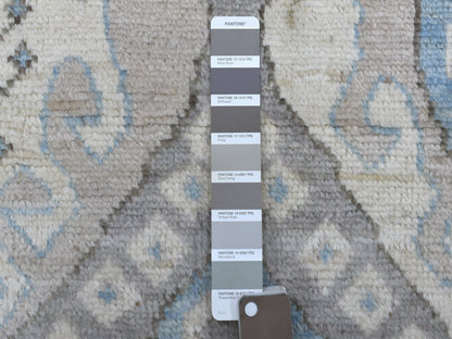 Grey 4'0" x 11'7" Tribal & Geometric Hand knotted Wool Rug - Sku: O068604