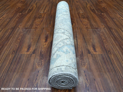 Grey 4'0" x 11'7" Tribal & Geometric Hand knotted Wool Rug - Sku: O068604