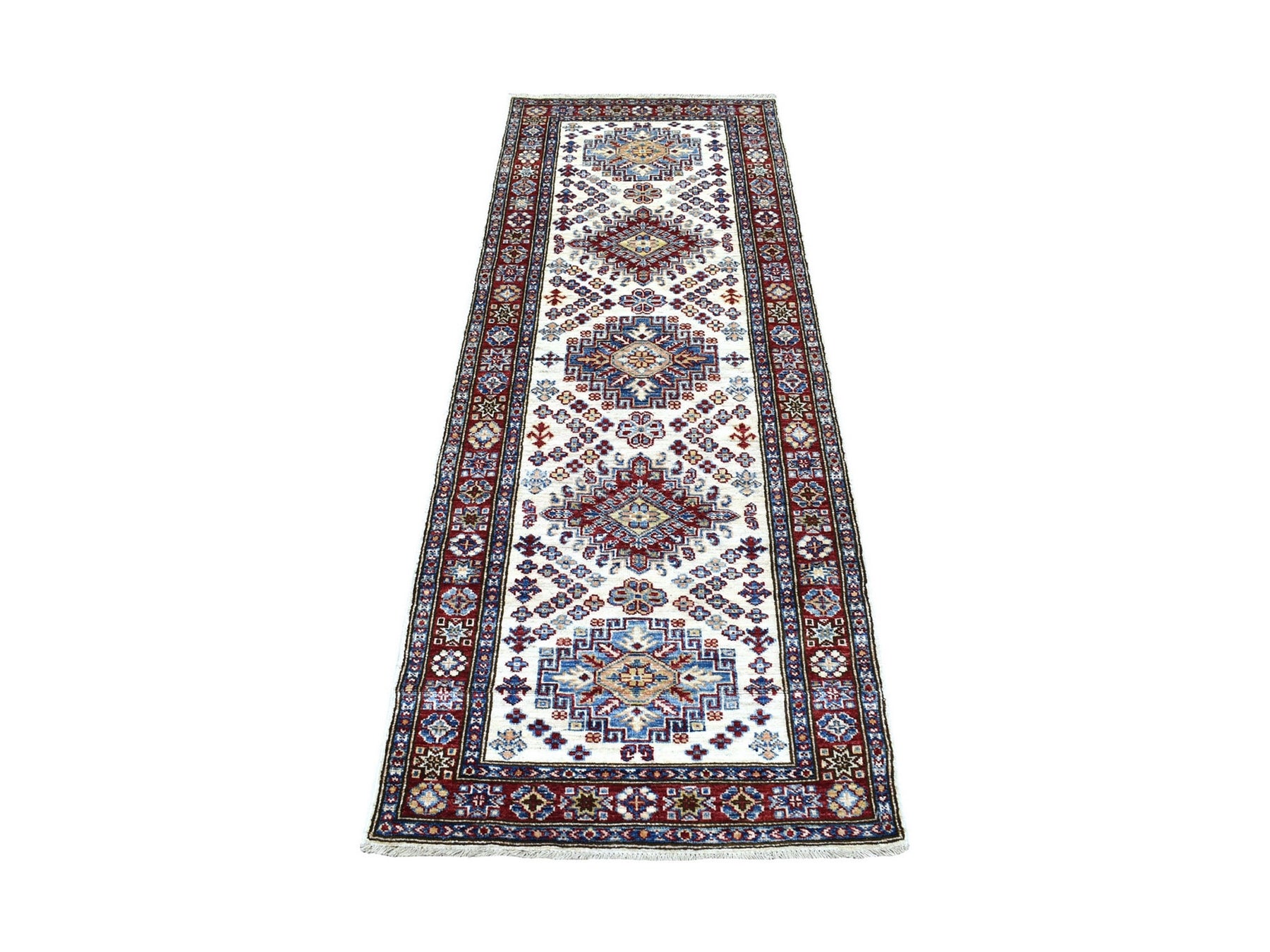 Ivory 2'6" x 6'9" Tribal Hand knotted Wool Rug - Sku: O068655