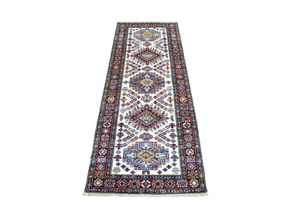 Ivory 2'6" x 6'9" Kazak Hand knotted Wool Rug - Sku: O068655