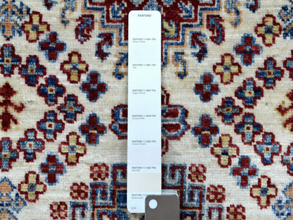 Kazak Kazak hand-knotted wool runner in Ivory & Red, 2'6" x 6'9" — SKU O068655 (view 3)