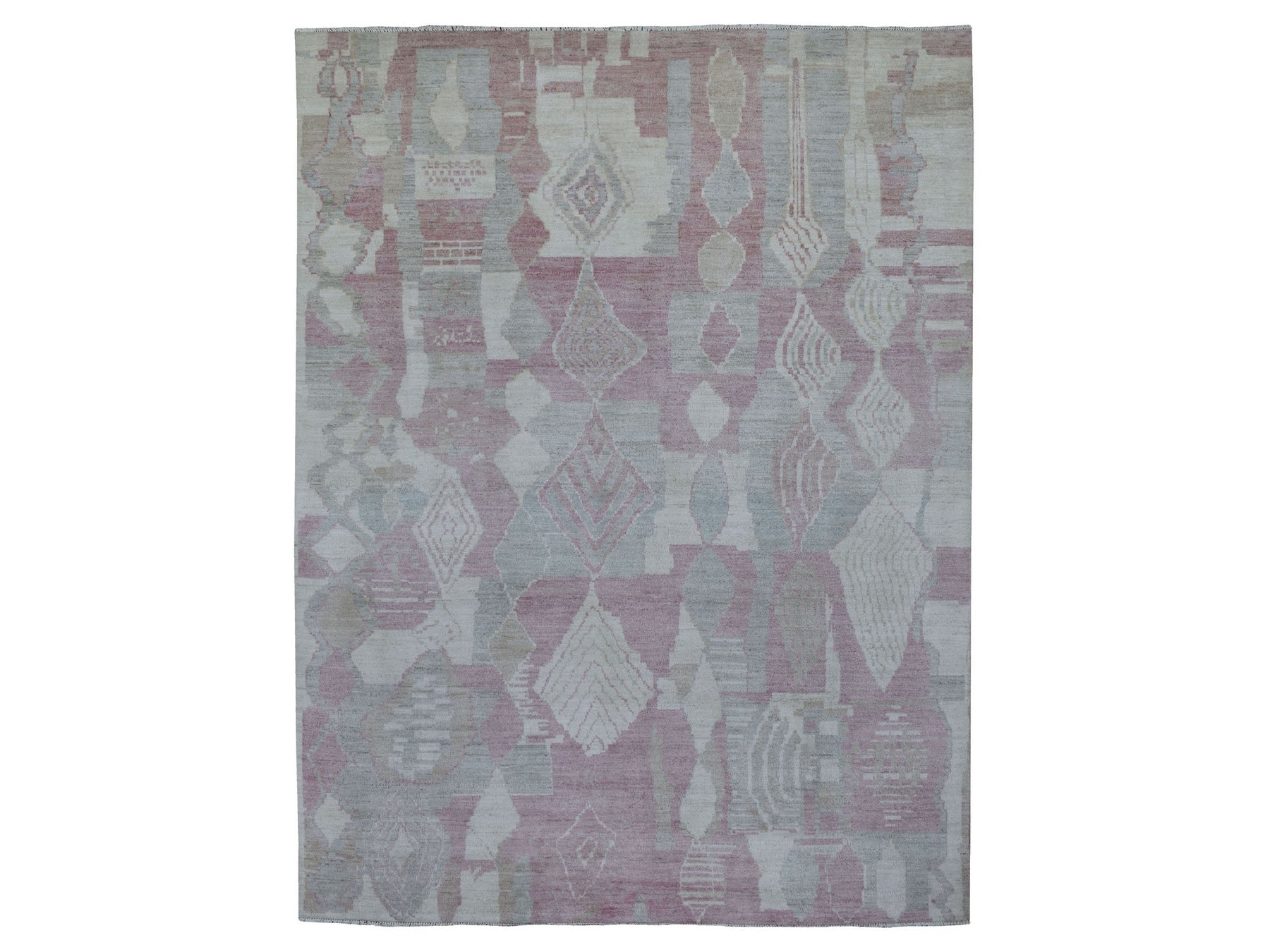 Tribal & Geometric hand-knotted wool rug in Pink, 8'10" x 11'9" — SKU O068749