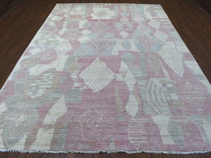 Pink 8'10" x 11'9" Tribal Hand knotted Wool Rug - Sku: O068749