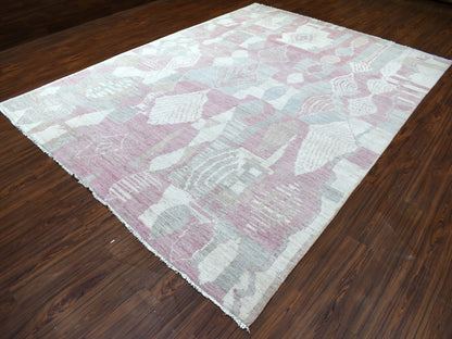 Pink 8'10" x 11'9" Tribal Hand knotted Wool Rug - Sku: O068749