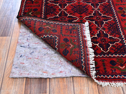 Tribal & Geometric hand-knotted wool runner in Red, 2'3" x 4'8" — SKU O0687 (view 3)