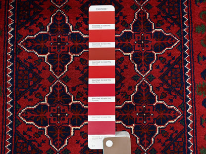 Tribal & Geometric hand-knotted wool runner in Red, 2'3" x 4'8" — SKU O0687 (view 4)