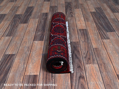Tribal & Geometric hand-knotted wool runner in Red, 2'3" x 4'8" — SKU O0687 (view 5)
