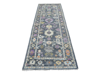 Black 3'3" x 10'0" Oushak And Peshawar Hand knotted Wool Rug - Sku: O068897