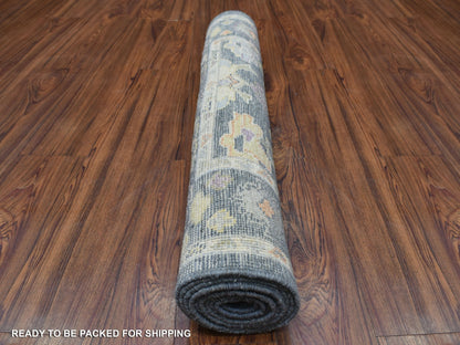 Black 3'3" x 10'0" Oushak And Peshawar Hand knotted Wool Rug - Sku: O068897