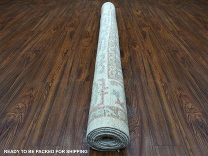 Ivory 6'4" x 9'6" Oushak And Peshawar Hand knotted Wool Rug - Sku: O068921