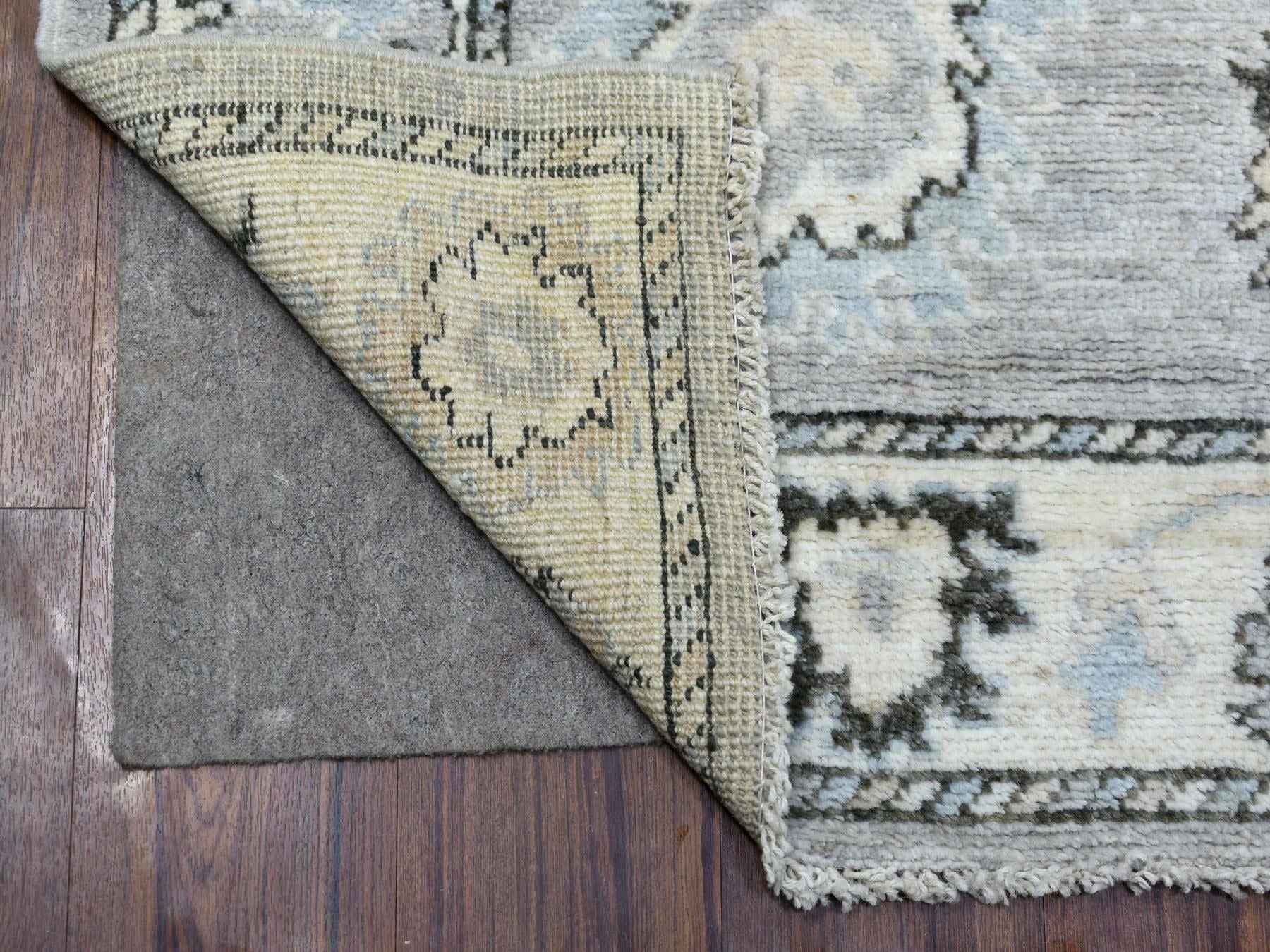 Gray 3'5" x 10'2" Oushak / Peshawar Hand knotted Wool Rug - Sku: O068967