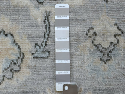 Grey 3'5" x 10'2" Oushak And Peshawar Hand knotted Wool Rug - Sku: O068967