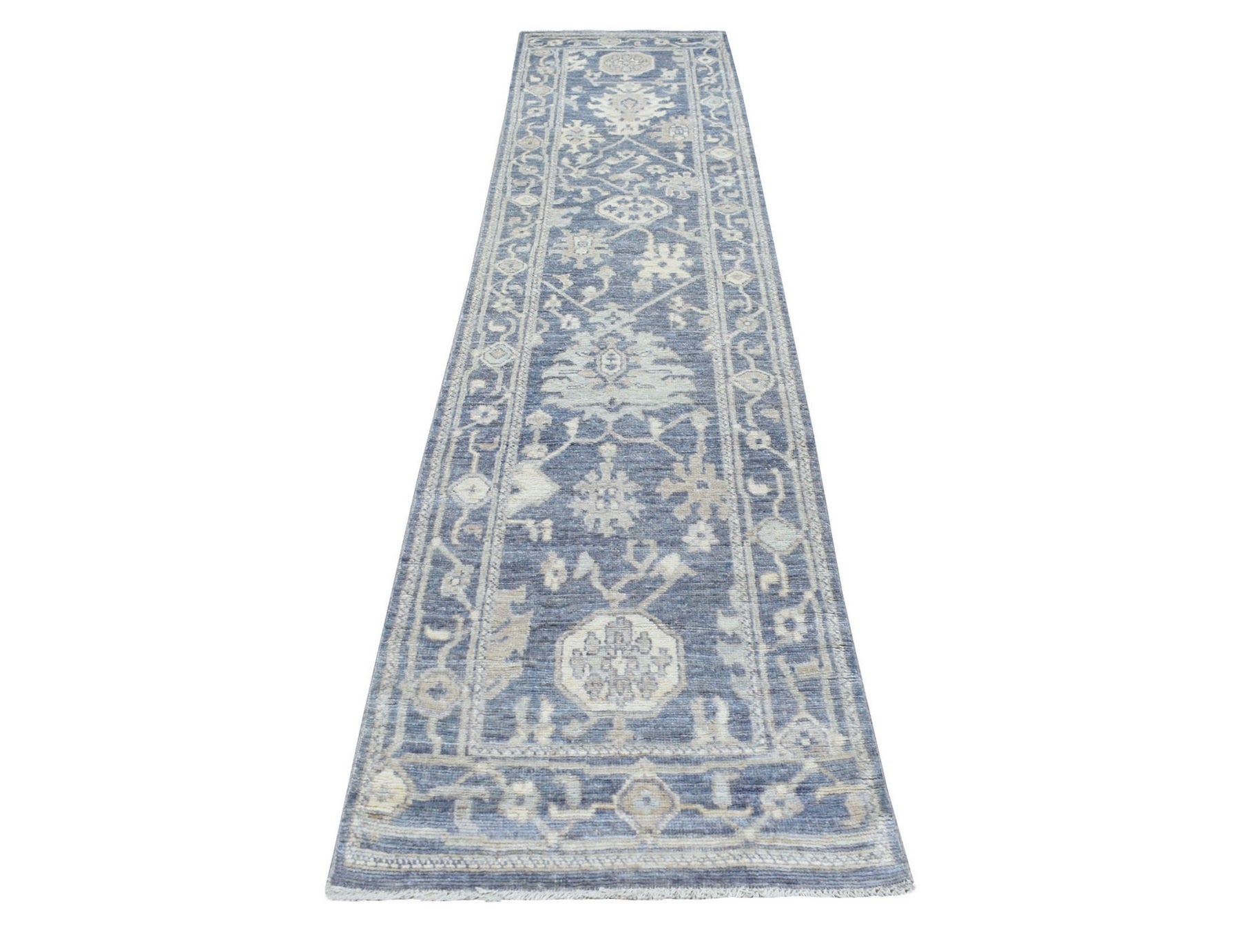 Gray 2'7" x 11'5" Oushak / Peshawar Hand knotted Wool Rug - Sku: O068980