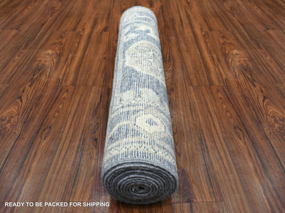 Oushak hand-knotted wool runner in Gray & Charcoal Gray, 2'7" x 11'5" — SKU O068980 (view 4)