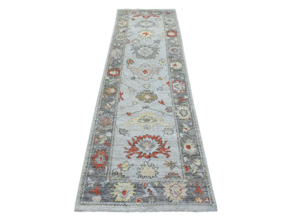 Ivory 2'9" x 9'5" Oushak And Peshawar Hand knotted Wool Rug - Sku: O068982
