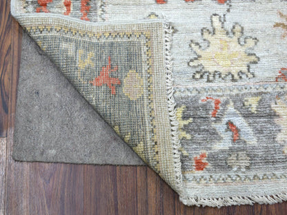 Ivory 2'9" x 9'5" Oushak And Peshawar Hand knotted Wool Rug - Sku: O068982