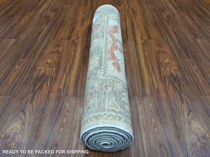 Ivory 2'9" x 9'5" Oushak And Peshawar Hand knotted Wool Rug - Sku: O068982