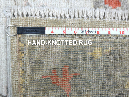 Ivory 2'9" x 9'5" Oushak And Peshawar Hand knotted Wool Rug - Sku: O068982