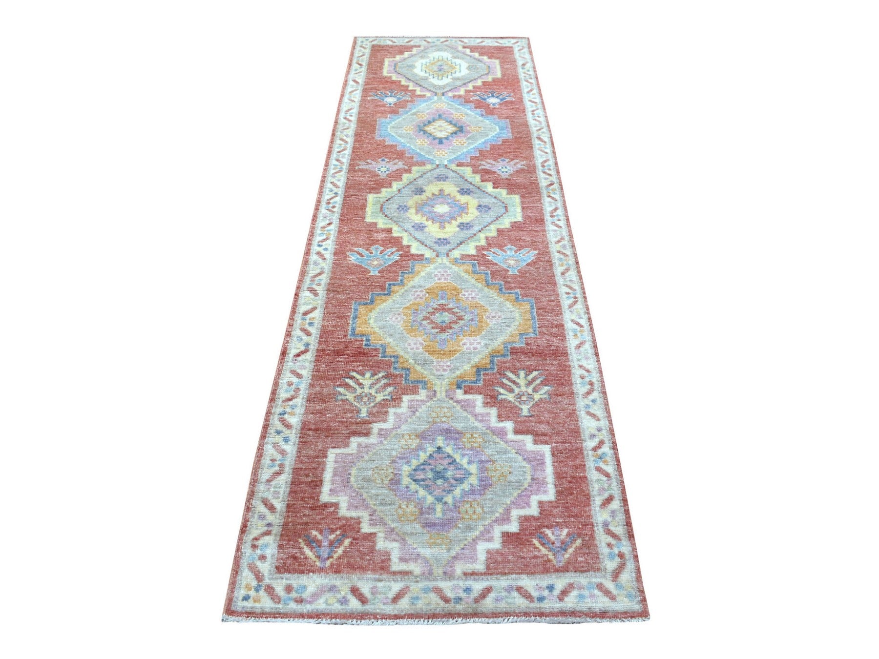 Red 2'10" x 9'6" Oushak / Peshawar Hand knotted Wool Rug - Sku: O068985