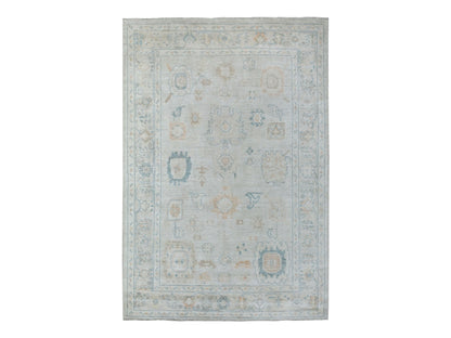 Grey 6'0" x 8'9" Oushak And Peshawar Hand knotted Wool Rug - Sku: O069036