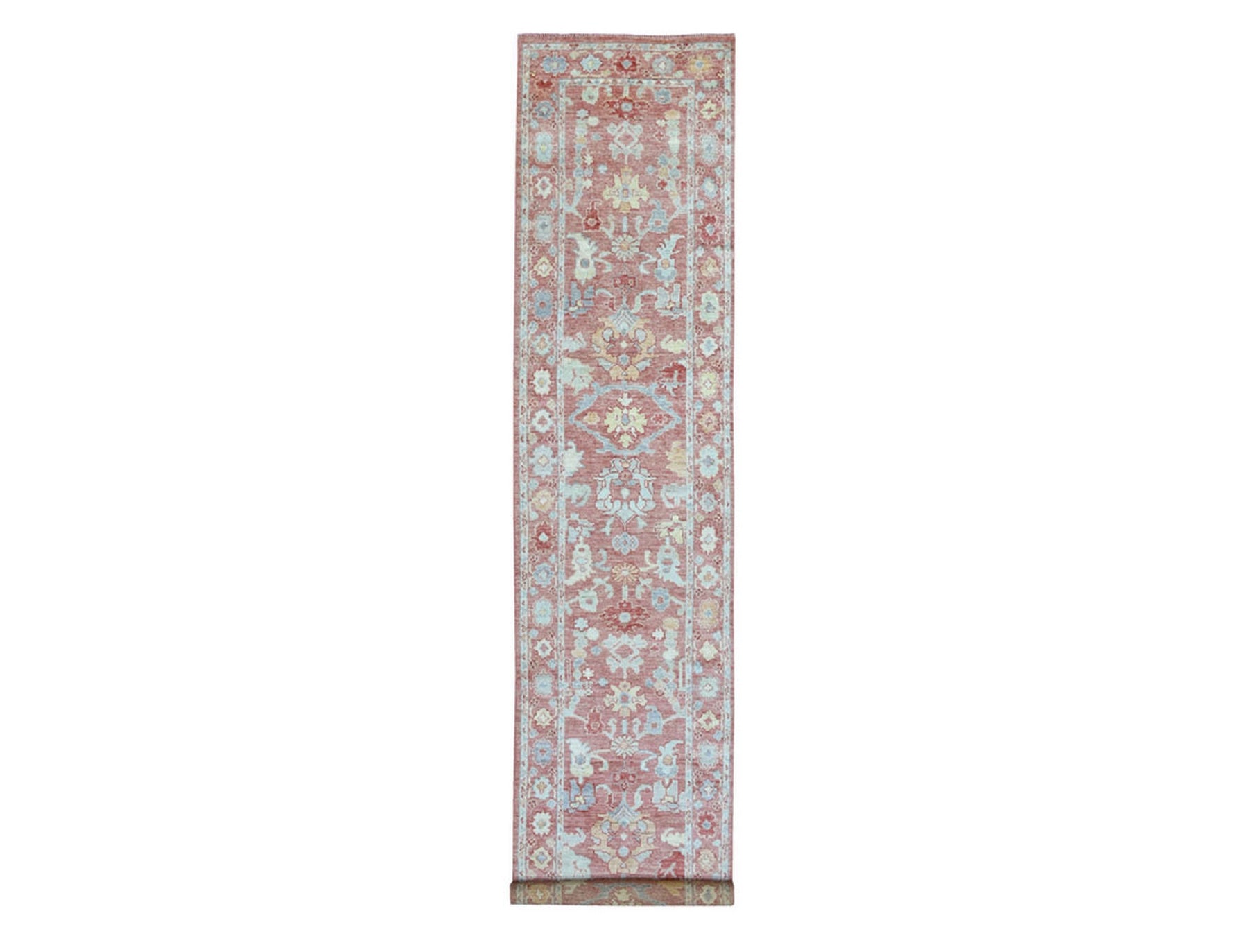 Oushak Oushak hand-knotted wool runner in Pink, 3'1" x 16'1" — SKU O069056