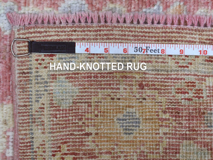 Pink 3'1" x 16'1" Oushak / Peshawar Hand knotted Wool Rug - Sku: O069056