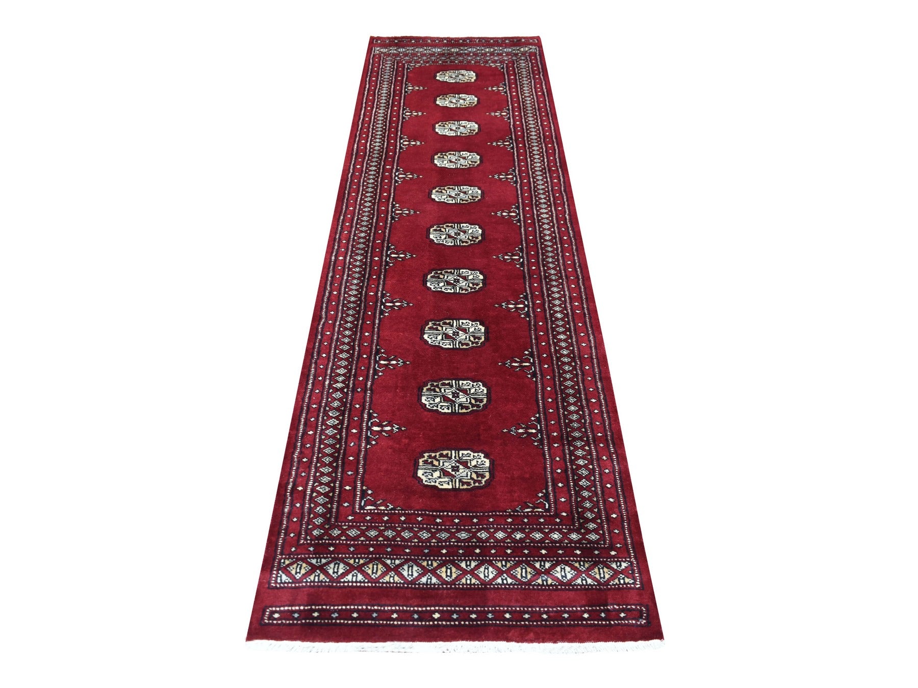 Red 2'6" x 9'1" Tribal Hand knotted Wool Rug - Sku: O069202