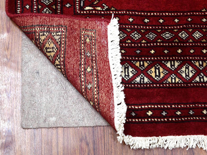Red 2'6" x 9'1" Tribal Hand knotted Wool Rug - Sku: O069202