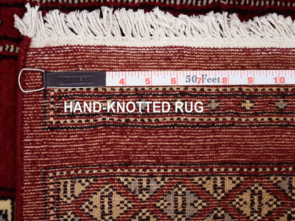 Red 2'6" x 9'1" Tribal Hand knotted Wool Rug - Sku: O069202