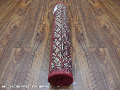 Red 2'6" x 3'9" Tribal Hand knotted Wool Rug - Sku: O069209