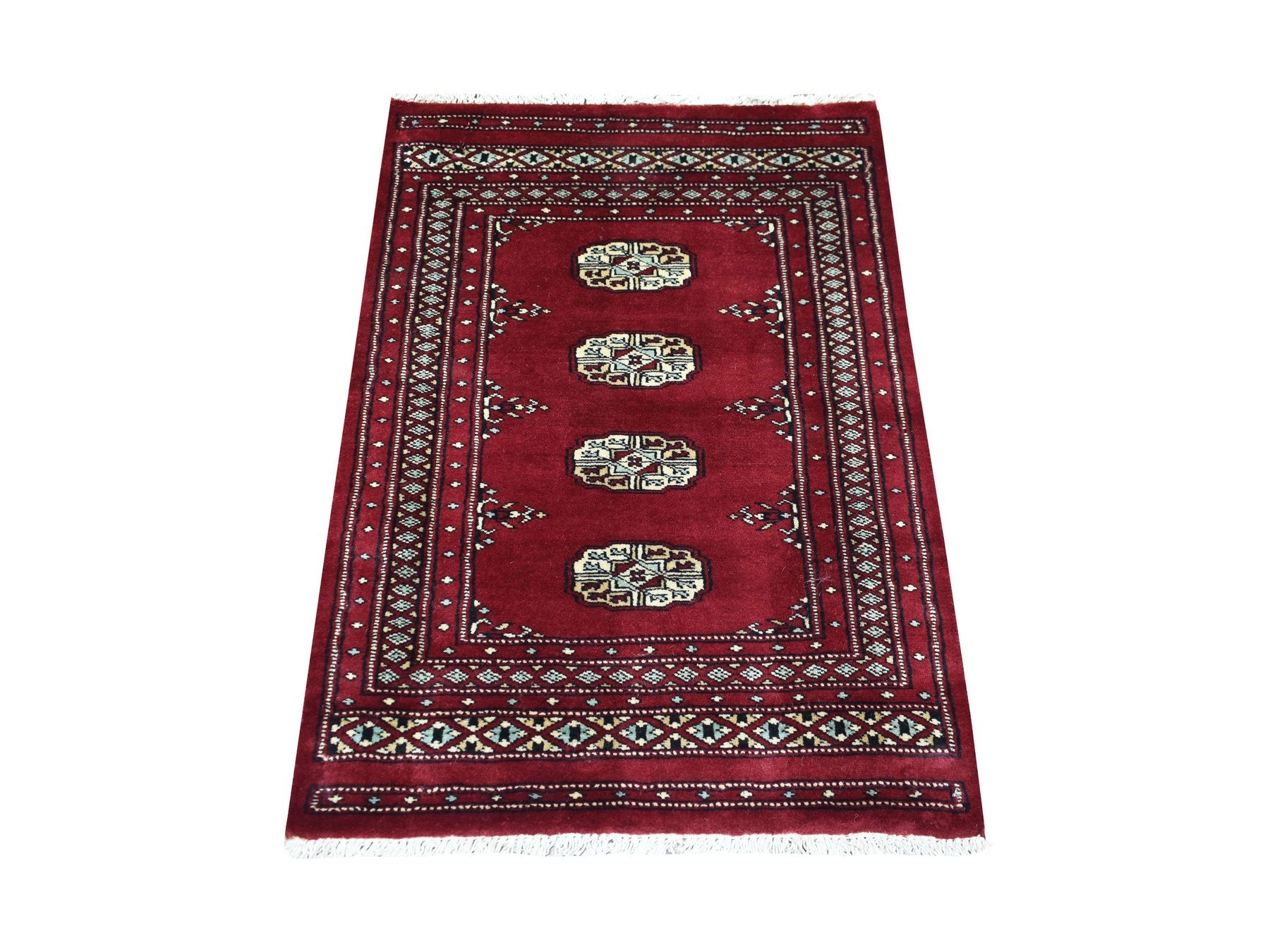 Tribal Tribal & Geometric hand-knotted wool rug in Red, 2'7" x 3'9" — SKU O069214