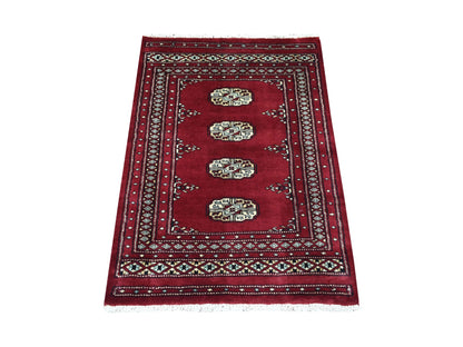 Red 2'7" x 3'9" Tribal Hand knotted Wool Rug - Sku: O069214