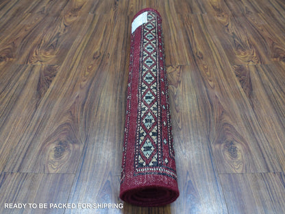 Red 2'7" x 3'9" Tribal Hand knotted Wool Rug - Sku: O069214