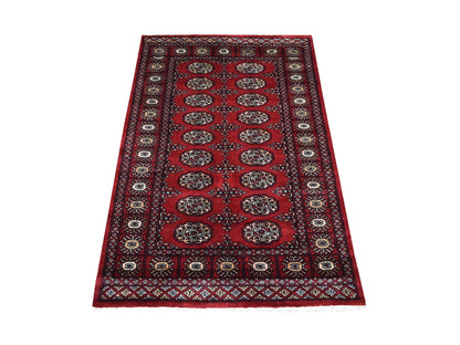 Red 3'0" x 4'10" Tribal Hand knotted Wool Rug - Sku: O069227