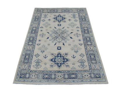 Ivory 3'9" x 5'9" Kazak Hand knotted Wool Rug - Sku: O069302