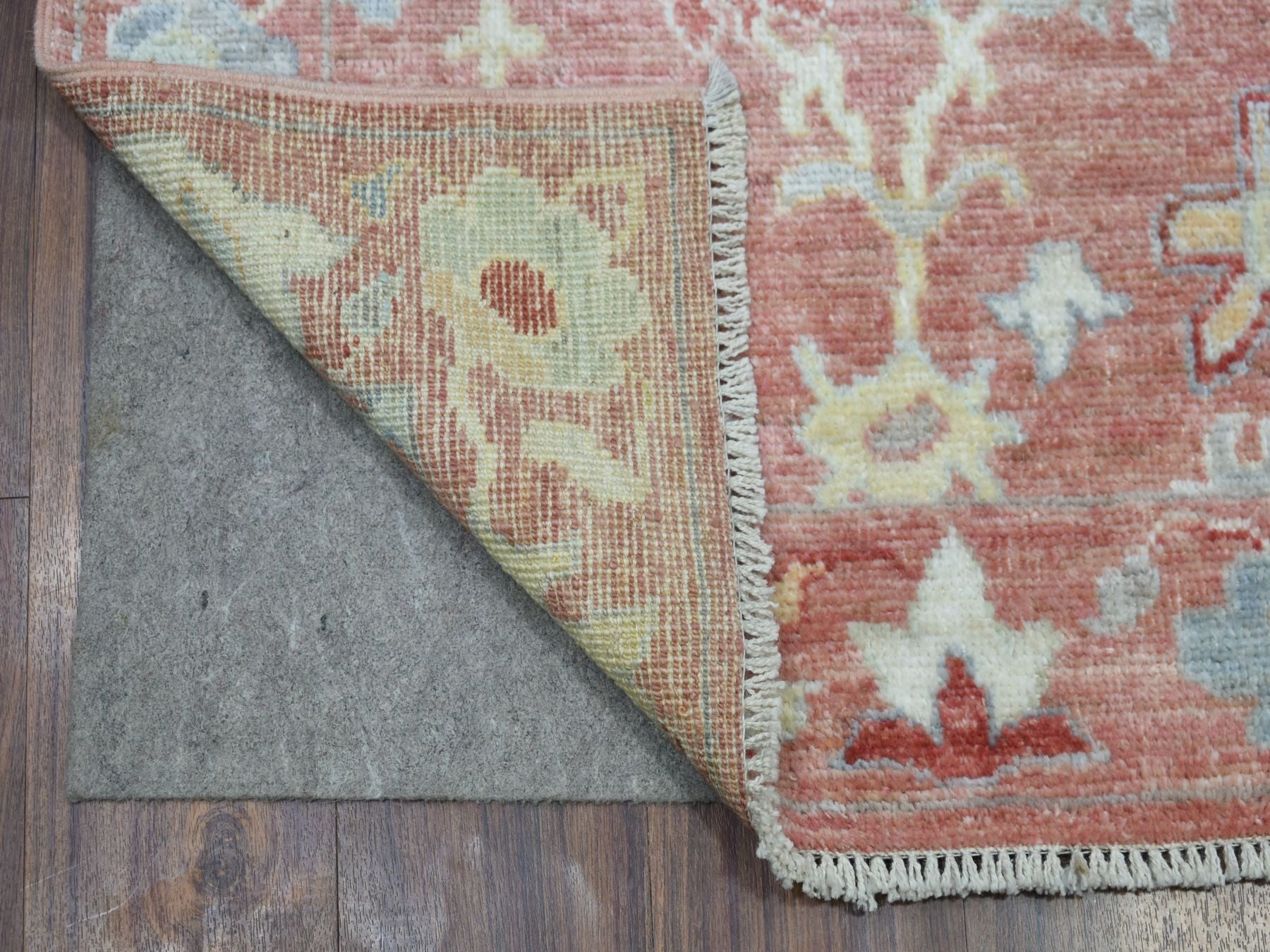 Oushak Oushak hand-knotted wool runner in Pink, 3' x 19'9" — SKU O069321 (view 2)