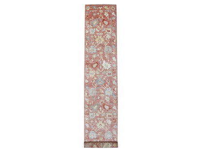 Oushak Oushak hand-knotted wool runner in Pink, 3'1" x 19'8" — SKU O069337