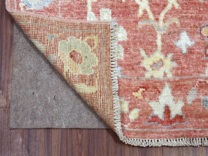 Pink 3'1" x 19'8" Oushak / Peshawar Hand knotted Wool Rug - Sku: O069337