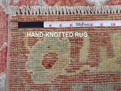 Pink 3'1" x 19'8" Oushak / Peshawar Hand knotted Wool Rug - Sku: O069337