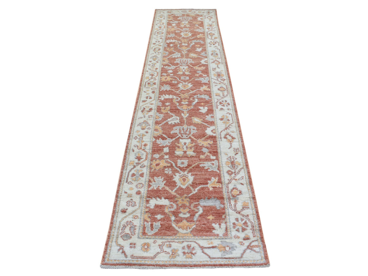 Oushak Oushak hand-knotted wool runner in Orange & Ivory, 2'8" x 12' — SKU O069391