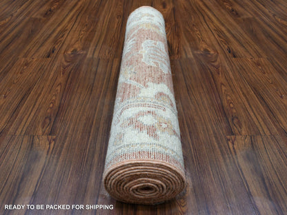 Orange 2'8" x 12'0" Oushak / Peshawar Hand knotted Wool Rug - Sku: O069391