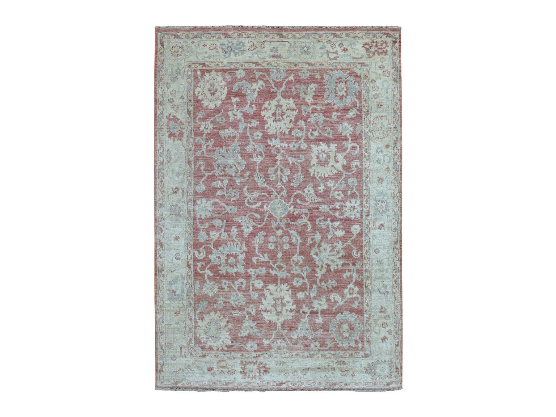 Oushak Oushak hand-knotted wool rug in Pink & Ivory, 6'2" x 9' — SKU O069412