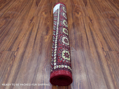 Red 2'6" x 3'10" Tribal Hand knotted Wool Rug - Sku: O069441