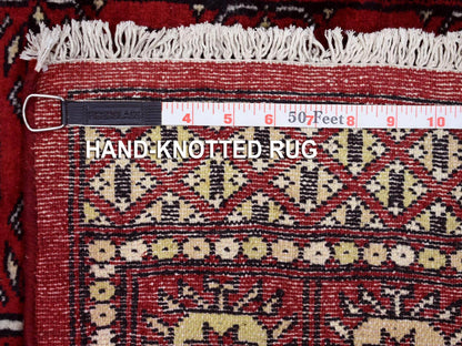 Red 2'6" x 3'10" Tribal Hand knotted Wool Rug - Sku: O069441