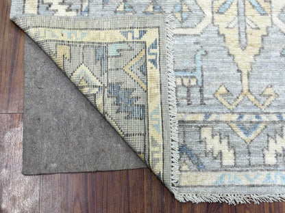 Grey 4'1" x 9'9" Tribal & Geometric Hand knotted Wool Rug - Sku: O069503