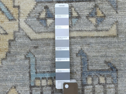 Grey 4'1" x 9'9" Tribal & Geometric Hand knotted Wool Rug - Sku: O069503
