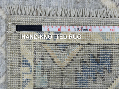 Grey 4'1" x 9'9" Tribal & Geometric Hand knotted Wool Rug - Sku: O069503