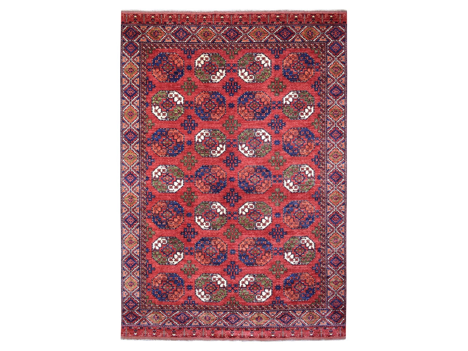 Tribal hand-knotted wool rug in Red, 10' x 13'9", SKU O069531